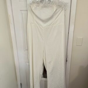 CHIC SOUL What A Charmer Jumpsuit with Feather Detail